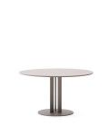 Table d'extérieur ronde Sedalis en acier avec plateau en aluminium gris tourterelle, Ø120 cm