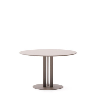 Table d'extérieur ronde Sedalis en acier avec plateau en aluminium gris tourterelle, Ø120 cm