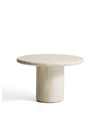 Table ronde Drasi en béton avec finition effet travertin, Ø 122 cm