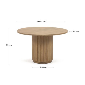 Table ronde Licia en bois de manguier massif finition naturelle Ø 120 cm
