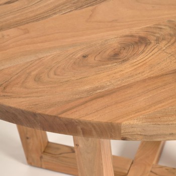Table ronde Nahla en bois d'acacia massif finition naturelle, Ø 120 cm.