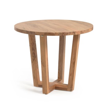 Table ronde Nahla en bois d'acacia massif finition naturelle, Ø 90 cm.