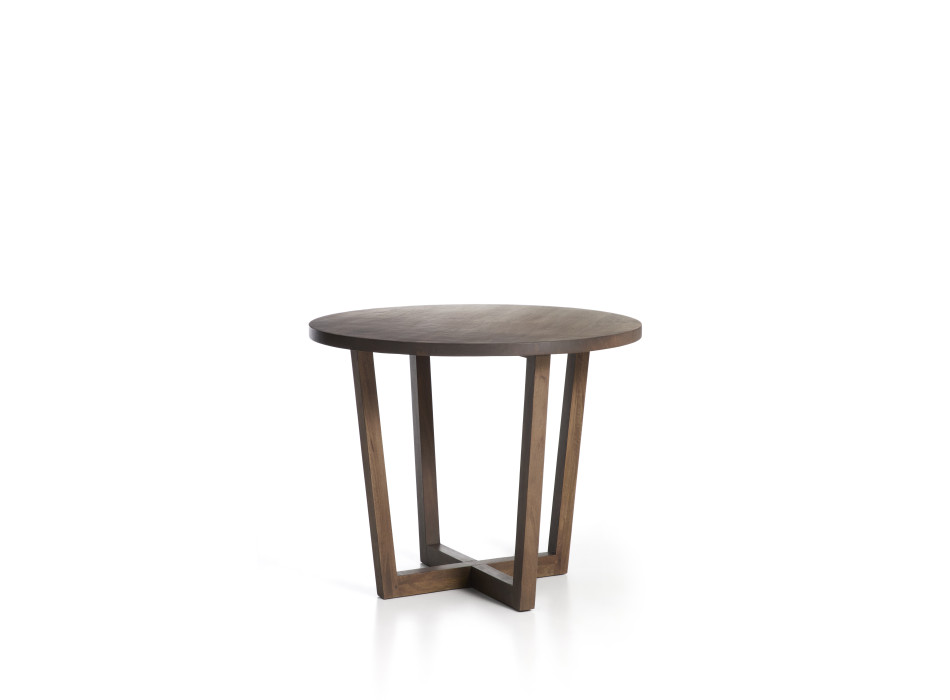 Table ronde Nahla en bois de manguier massif finition noyer Ø 90 cm