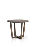 Table ronde Nahla en bois de manguier massif finition noyer Ø 90 cm