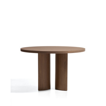 Table ronde Nealy avec placage noyer et finition foncée Ø 120 cm