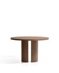 Table ronde Nealy avec placage noyer et finition foncée Ø 120 cm