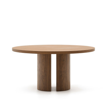 Table ronde Nealy avec placage en noyer et finition foncée Ø 150 cm