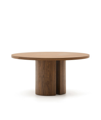 Table ronde Nealy avec placage en noyer et finition foncée Ø 150 cm