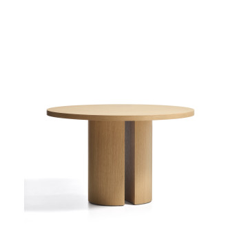 Table ronde Nealy en placage chêne et finition naturelle Ø 120 cm