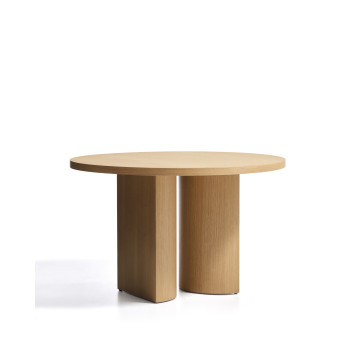 Table ronde Nealy en placage chêne et finition naturelle Ø 120 cm