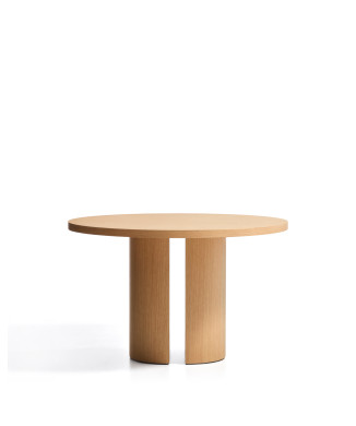 Table ronde Nealy en placage chêne et finition naturelle Ø 120 cm