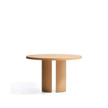 Table ronde Nealy en placage chêne et finition naturelle Ø 120 cm
