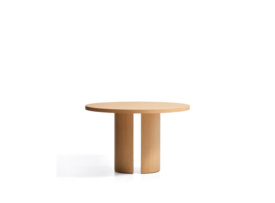 Table ronde Nealy en placage chêne et finition naturelle Ø 120 cm