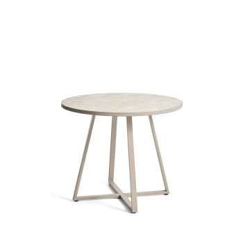 Table ronde Tella en acier galvanisé et carreaux beiges Ø90 cm