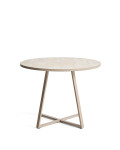 Table ronde Tella en acier galvanisé gris tourterelle et carreaux beiges, Ø120 cm