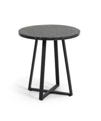 Table ronde Tella en terrazzo noir Ø 70 cm