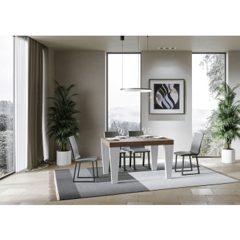 Table Spimbo Mix - Table extensible 90x130/234 cm Spimbo Mix avec plateau en frêne blanc et pieds en noyer