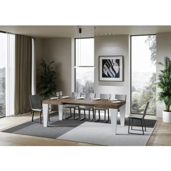 Table Spimbo Mix - Table extensible 90x130/234 cm Spimbo Mix avec plateau en frêne blanc et pieds en noyer