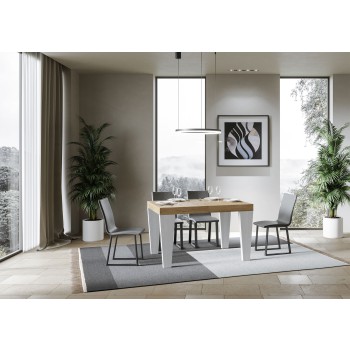 Table Spimbo Mix - Table extensible 90x130/234 cm Spimbo Mix avec plateau en frêne blanc et pieds en noyer