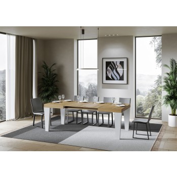 Table Spimbo Mix - Table extensible 90x130/234 cm Spimbo Mix avec plateau en frêne blanc et pieds en noyer