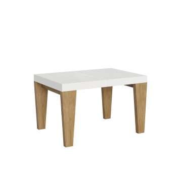 Table Spimbo Mix - Table extensible 90x130/234 cm Spimbo Mix avec plateau en frêne blanc et pieds en noyer