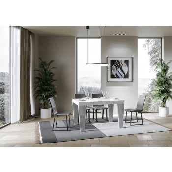 Table Spimbo Mix - Table extensible 90x130/390 cm Spimbo Mix avec plateau en frêne blanc et pieds en noyer