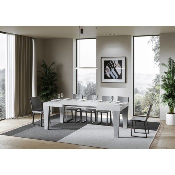 Table Spimbo Mix - Table extensible 90x130/390 cm Spimbo Mix avec plateau en frêne blanc et pieds en noyer