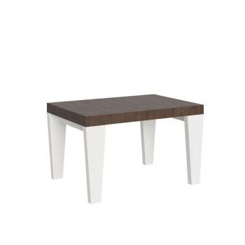 Table Spimbo Mix - Table extensible 90x130/390 cm Spimbo Mix avec plateau en frêne blanc et pieds en noyer