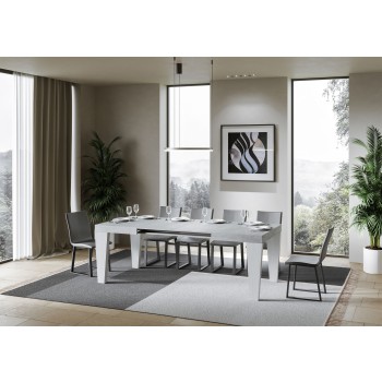 Table Spimbo Mix - Table extensible 90x130/390 cm Spimbo Mix avec plateau en frêne blanc et pieds en noyer