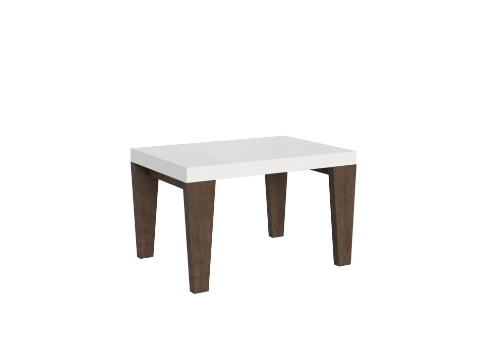 Table Spimbo Mix - Table extensible 90x130/390 cm Spimbo Mix avec plateau en frêne blanc et pieds en noyer