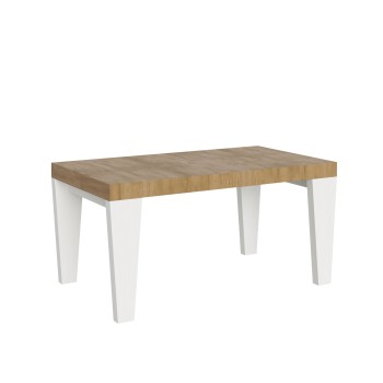 Table Spimbo Mix - Table extensible 90x160/264 cm Spimbo Mix avec plateau en frêne blanc et pieds en noyer