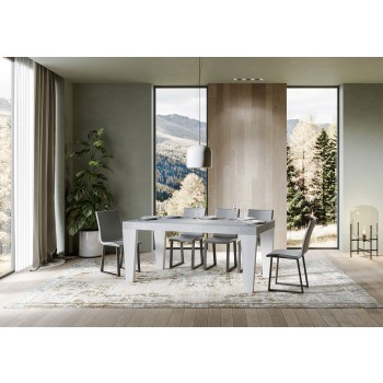 Table Spimbo Mix - Table extensible 90x160/264 cm Spimbo Mix avec plateau en frêne blanc et pieds en noyer