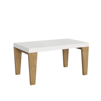 Table Spimbo Mix - Table extensible 90x160/264 cm Spimbo Mix avec plateau en frêne blanc et pieds en noyer