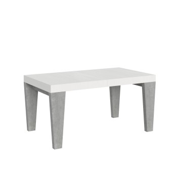 Table Spimbo Mix - Table extensible 90x160/264 cm Spimbo Mix avec plateau en frêne blanc et pieds en noyer