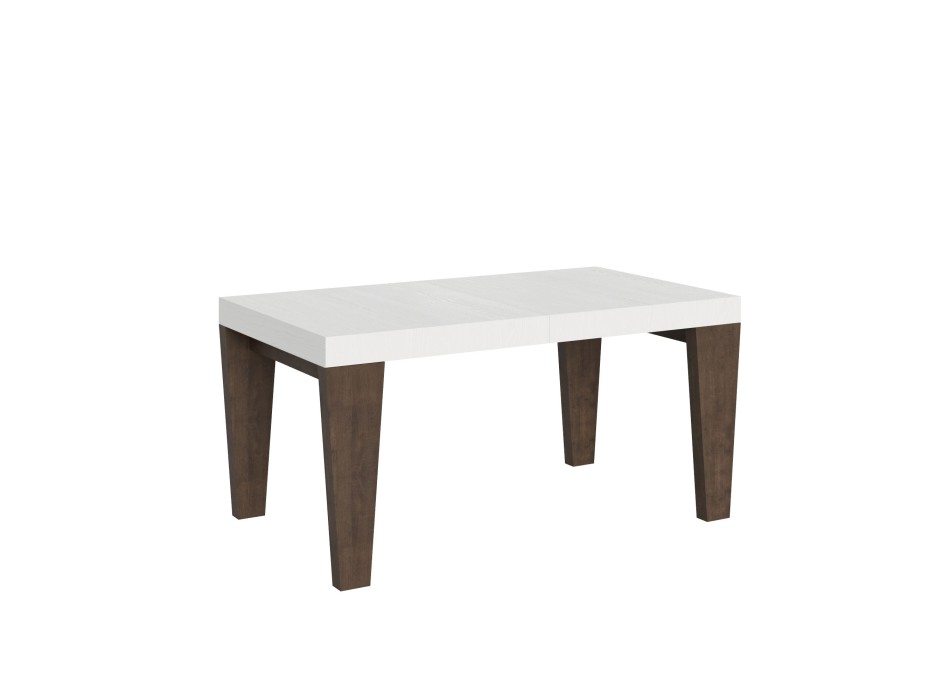 Table Spimbo Mix - Table extensible 90x160/264 cm Spimbo Mix avec plateau en frêne blanc et pieds en noyer
