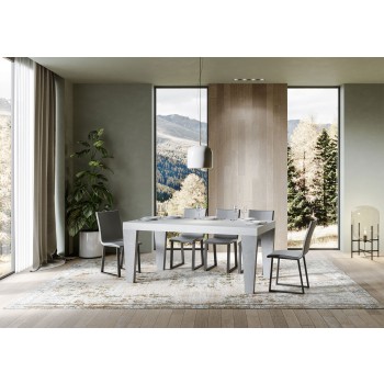 Table Spimbo Mix - Table extensible 90x160/420 cm Spimbo Mix avec plateau en frêne blanc et pieds en noyer