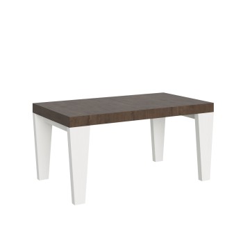 Table Spimbo Mix - Table extensible 90x160/420 cm Spimbo Mix avec plateau en frêne blanc et pieds en noyer