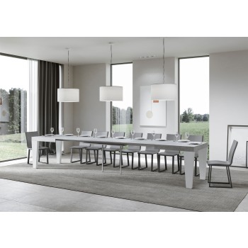 Table Spimbo Mix - Table extensible 90x160/420 cm Spimbo Mix avec plateau en frêne blanc et pieds en noyer