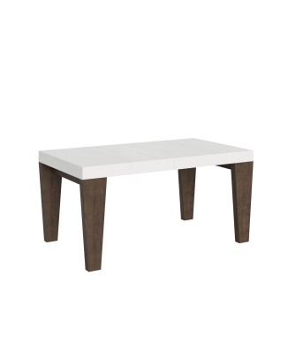 Table Spimbo Mix - Table extensible 90x160/420 cm Spimbo Mix avec plateau en frêne blanc et pieds en noyer