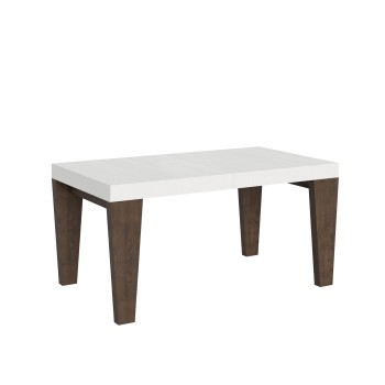 Table Spimbo Mix - Table extensible 90x160/420 cm Spimbo Mix avec plateau en frêne blanc et pieds en noyer