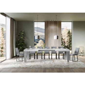 Table Spimbo Mix - Table extensible 90x180/440 cm Spimbo Mix avec plateau en frêne blanc et pieds en noyer