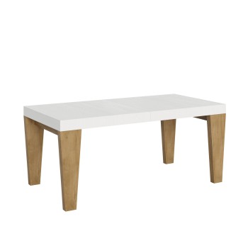 Table Spimbo Mix - Table extensible 90x180/440 cm Spimbo Mix avec plateau en frêne blanc et pieds en noyer