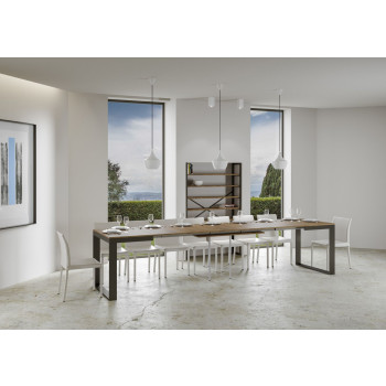 Table Tecno Evolution P.90 - Table extensible 120/380x90 cm Structure en frêne blanc et pieds anthracite Tecno Evolution