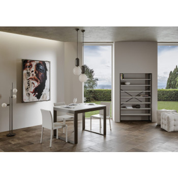 Table Tecno Evolution P.90 - Table extensible 120/380x90 cm Structure en frêne blanc et pieds anthracite Tecno Evolution