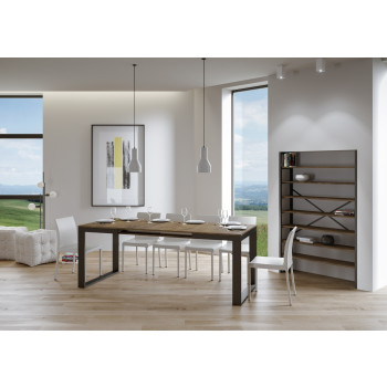 Table Tecno Evolution P.90 - Table extensible 160/420x90 cm Structure en frêne blanc et pieds anthracite Tecno Evolution