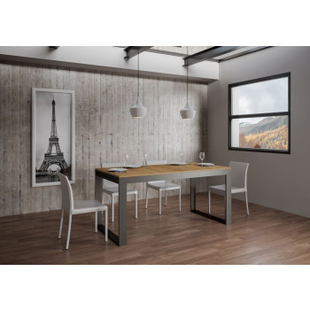Table Tecno Evolution P.90 - Table extensible 180/284x90 cm Structure en frêne blanc et pieds anthracite Tecno Evolution