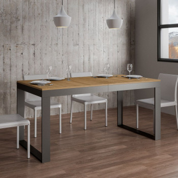 Table Tecno Evolution P.90 - Table extensible 180/284x90 cm Structure en frêne blanc et pieds anthracite Tecno Evolution