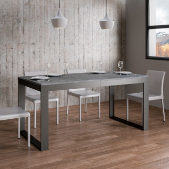 Table Tecno Evolution P.90 - Table extensible 180/440x90 cm Structure en frêne blanc et pieds anthracite Tecno Evolution