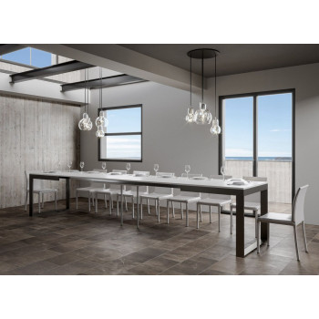 Table Tecno Evolution P.90 - Table extensible 180/440x90 cm Structure en frêne blanc et pieds anthracite Tecno Evolution