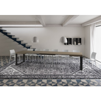 Tecno Table P.90 - Table extensible 120/380x90 cm Tecno frêne blanc avec pieds anthracite